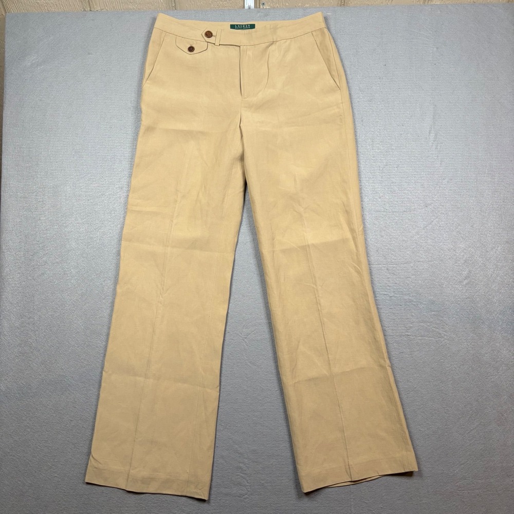 Lauren Ralph Lauren Silk Linen Wide Leg Dress Pants Womens 8